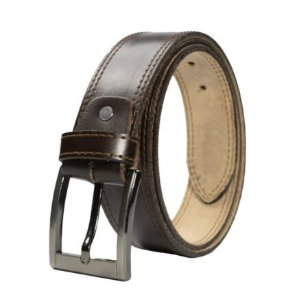 Mens Double Stitch Laminated Leather Belt-Brown-ML-BL-002