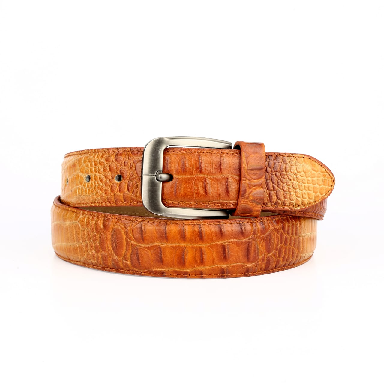 Milano Leather Alligator Belt – Camel- ML_002