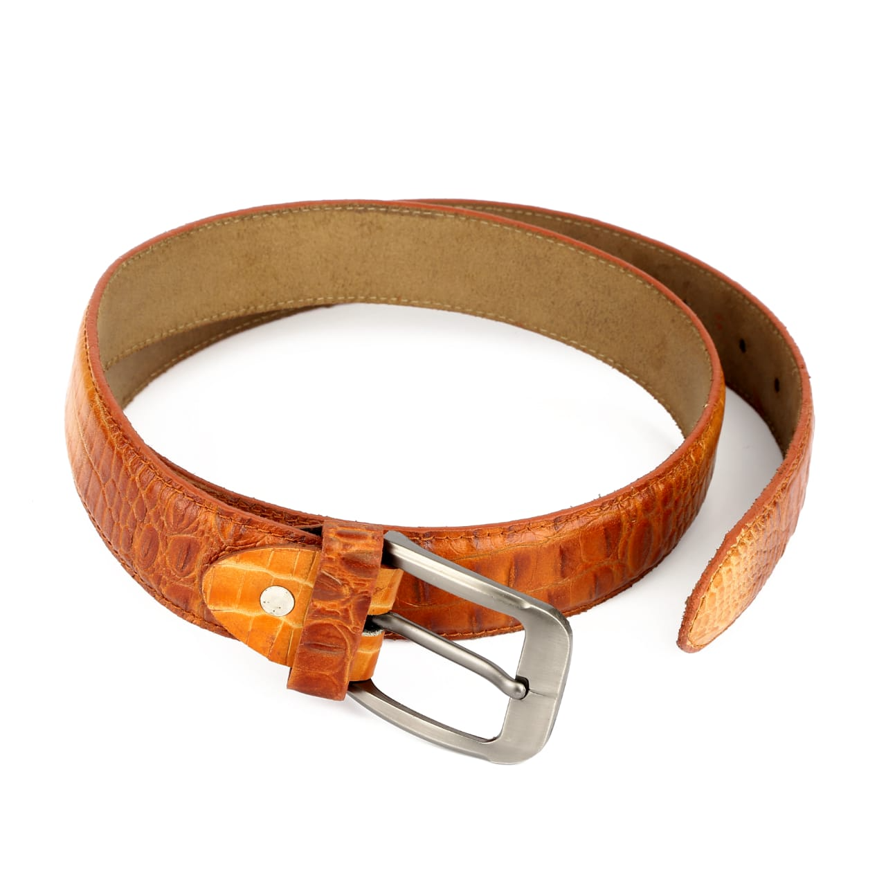 Milano Leather Alligator Belt – Camel- ML_002