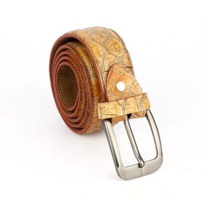 Milano Leather Alligator Belt – Camel- ML_002