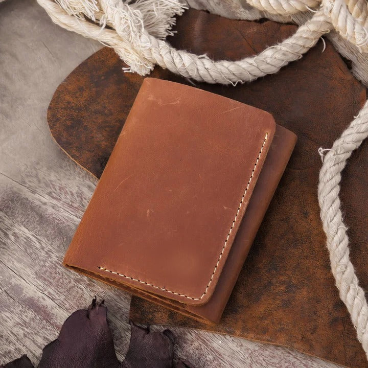 Bosco Trifold Milano Leather Wallet-Wood Brown-Ml-002