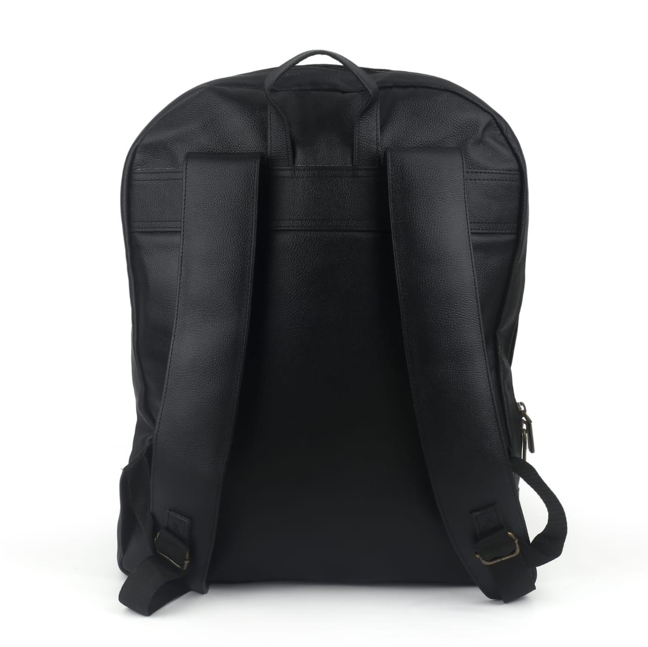 Sleek Black Leather Backpack – Minimalist & Professional Design
