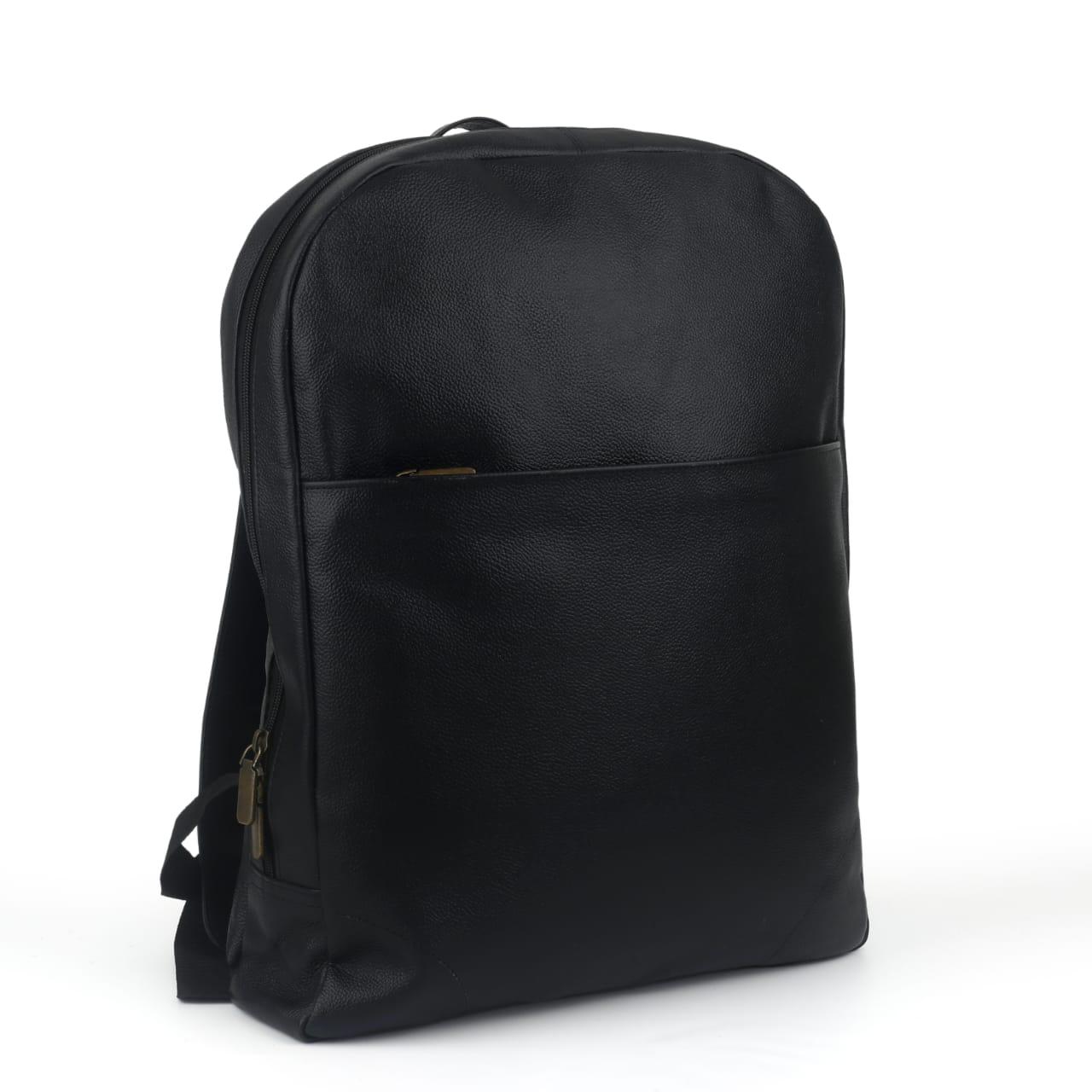 Sleek Black Leather Backpack – Minimalist & Professional Design
