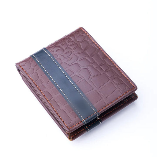 Croc-Style Leather Mens Wallet-Brown-LW-002