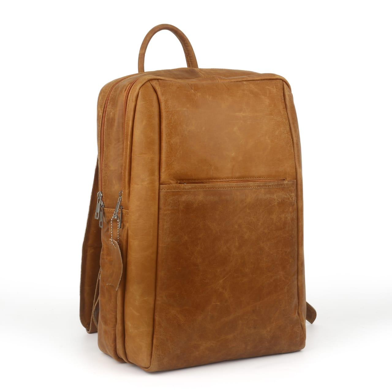 Premium Handmade Leather Backpack – Vintage Tan
