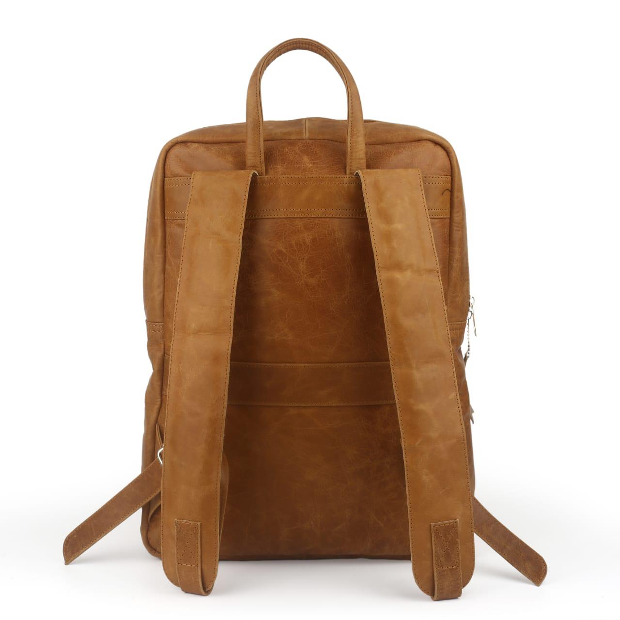 Premium Handmade Leather Backpack – Vintage Tan