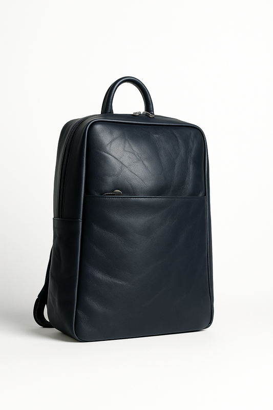Premium Navy Blue Leather Backpack – Sleek & Modern Everyday Bag