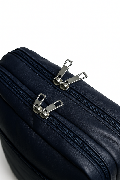 Premium Navy Blue Leather Backpack – Sleek & Modern Everyday Bag