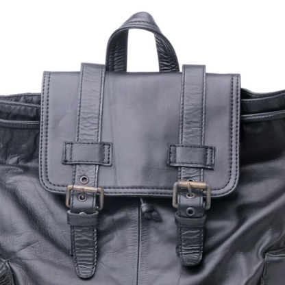 Milano Leather Backpack Travel Laptop Office Bag- Black-ML-005