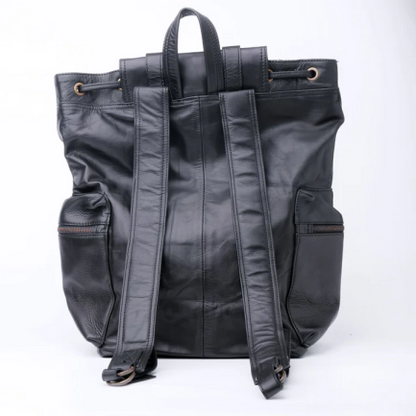 Milano Leather Backpack Travel Laptop Office Bag- Black-ML-005