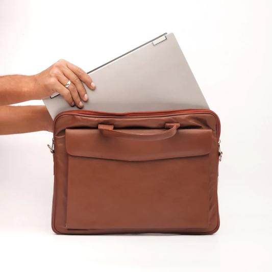 Milano laptop Bag – Slim Leather Laptop Bag-Tan-ML-008